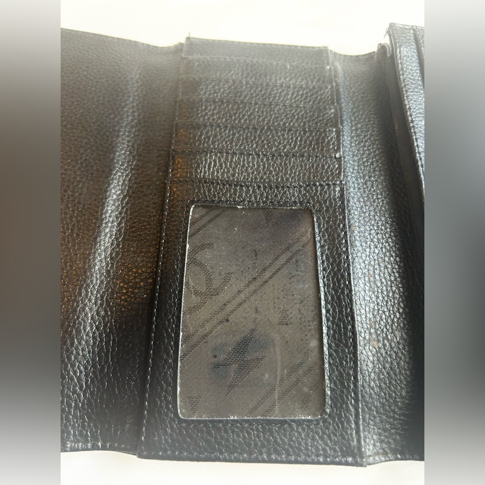 Vintage Chanel CC Logo Black Caviar Leather Wallet Designer Authentic Trifold - Picture 11 of 14